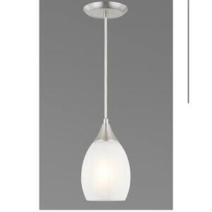 Hampton Bay Brushed Nickel Pendant Light with Frosted Glass Shade